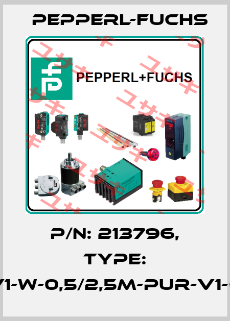 p/n: 213796, Type: V1-W-0,5/2,5M-PUR-V1-G Pepperl-Fuchs