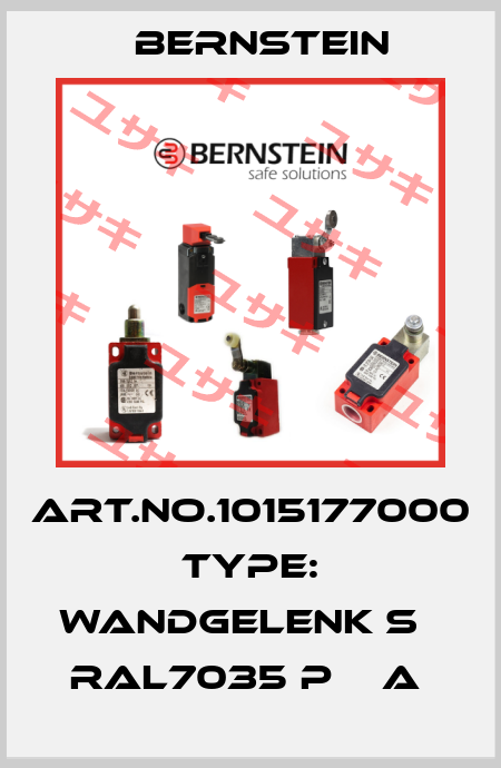 Art.No.1015177000 Type: WANDGELENK S    RAL7035 P    A  Bernstein