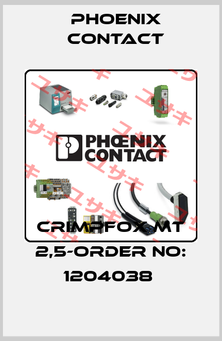 CRIMPFOX MT 2,5-ORDER NO: 1204038  Phoenix Contact