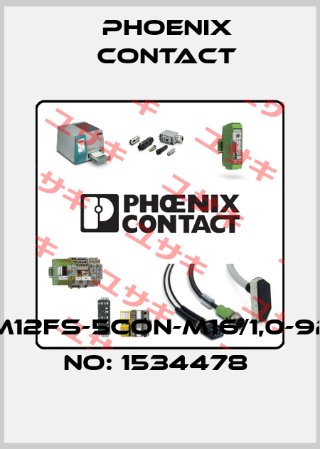 SACCBP-M12FS-5CON-M16/1,0-920-ORDER NO: 1534478  Phoenix Contact