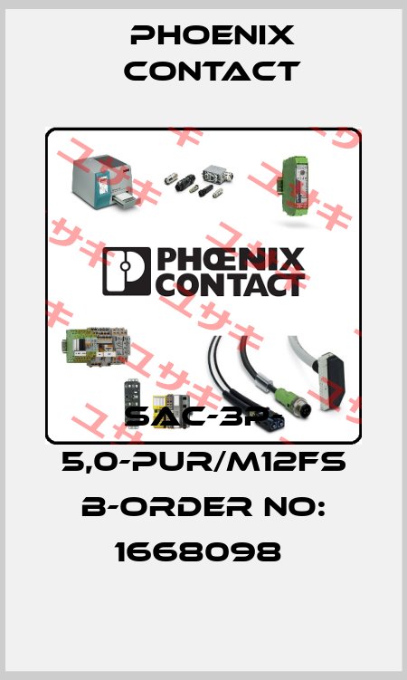 SAC-3P- 5,0-PUR/M12FS B-ORDER NO: 1668098  Phoenix Contact