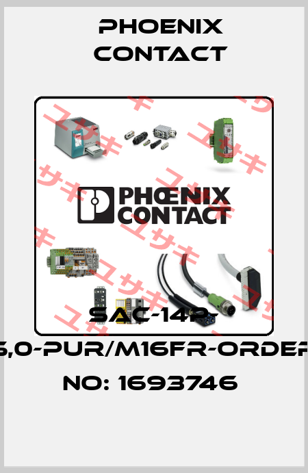 SAC-14P- 5,0-PUR/M16FR-ORDER NO: 1693746  Phoenix Contact