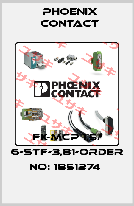FK-MCP 1,5/ 6-STF-3,81-ORDER NO: 1851274  Phoenix Contact