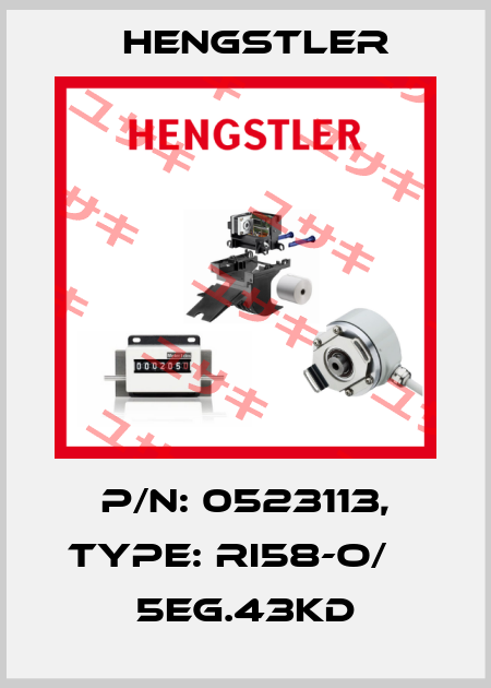 p/n: 0523113, Type: RI58-O/    5EG.43KD Hengstler