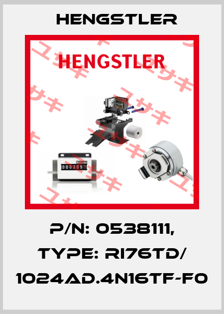 p/n: 0538111, Type: RI76TD/ 1024AD.4N16TF-F0 Hengstler