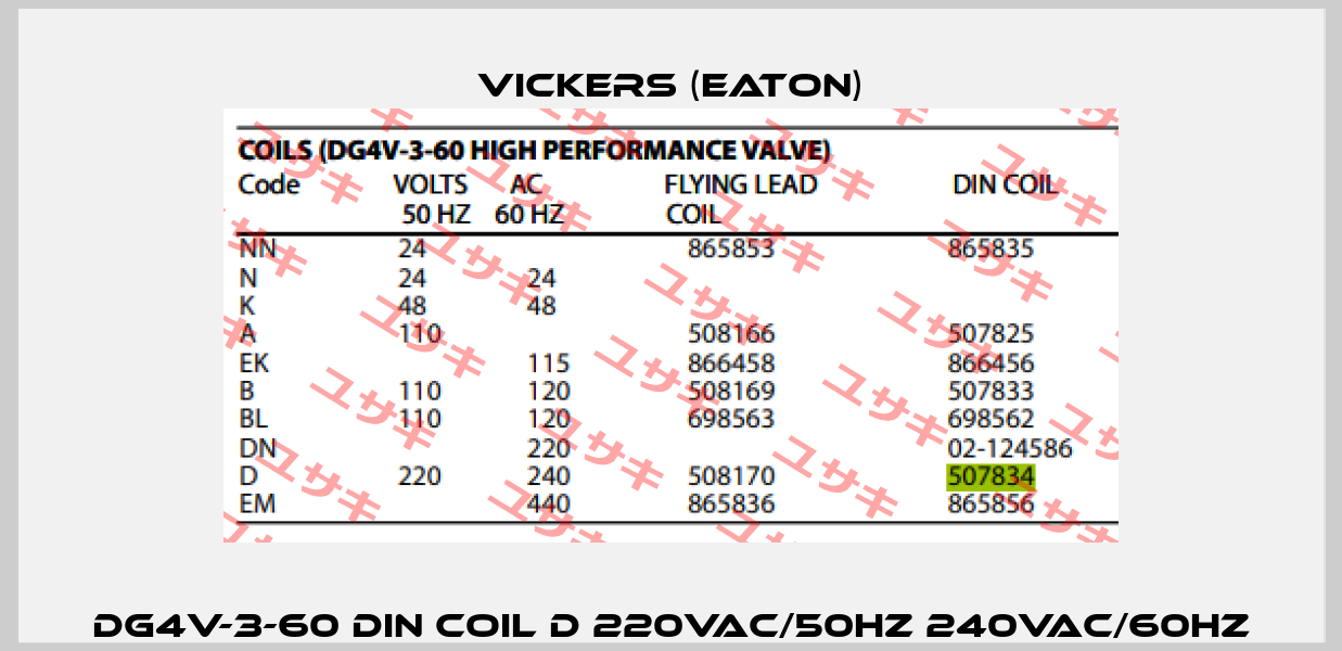 DG4V-3-60 DIN COIL D 220VAC/50HZ 240VAC/60HZ Vickers (Eaton)