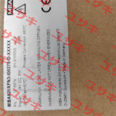 MBA820XFN3-I00279-D-XXXXX MBA Instruments