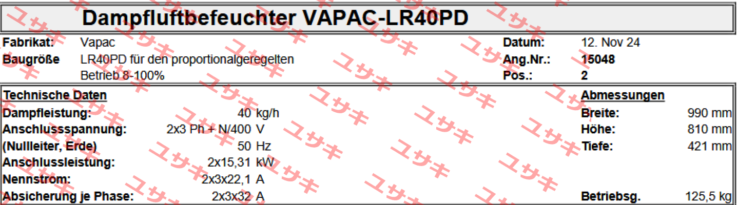 JLR40PD S Vapac