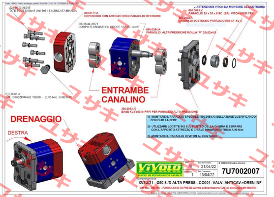 Oil seal kit for 7U7002007 0 Vivoil Oleodinamica Vivolo
