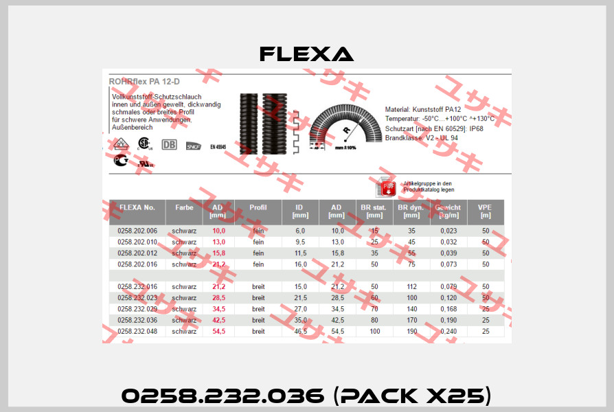 0258.232.036 (pack x25) Flexa