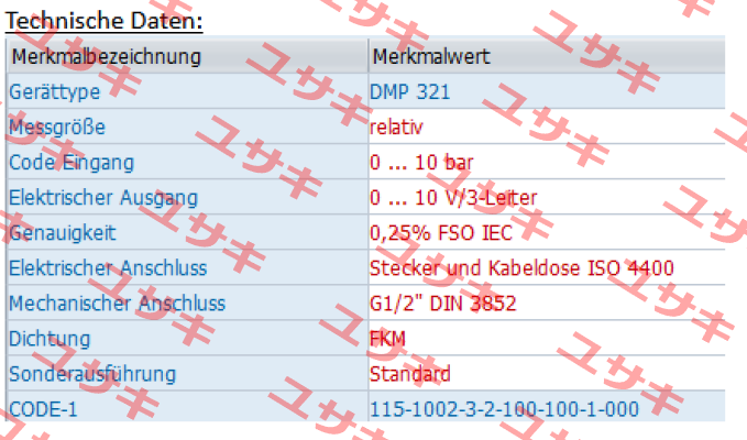DMP 321 - 115-1002-3-2-100-100-1-000 Bd Sensors