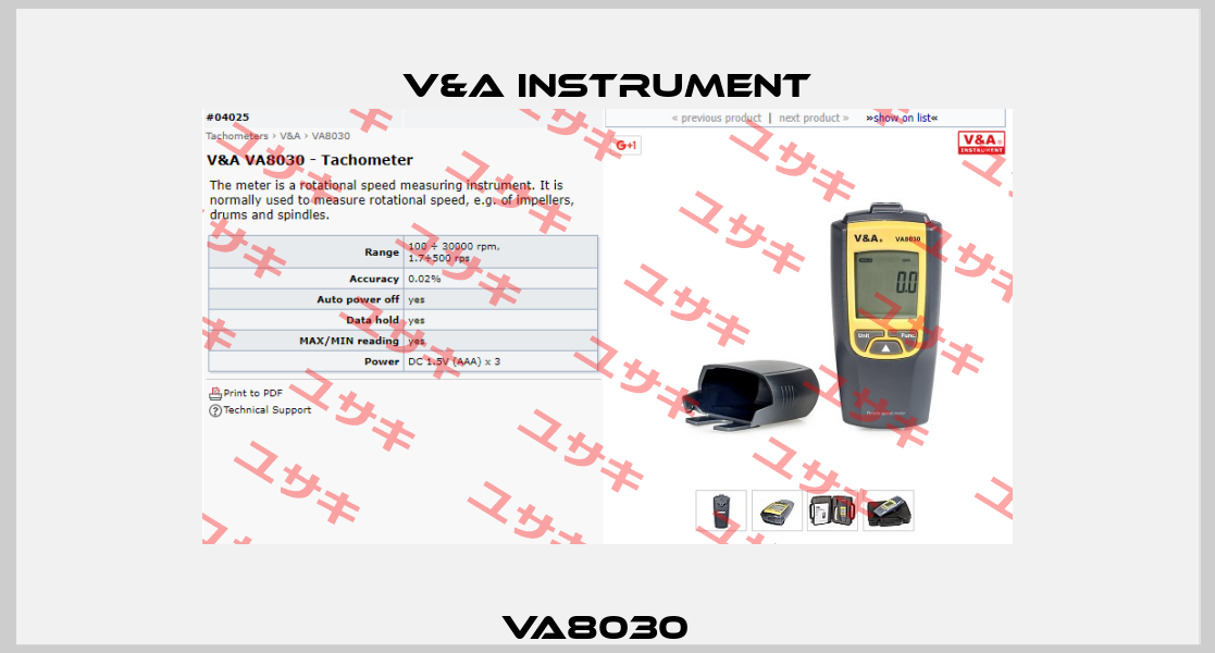 VA8030   V&A Instrument