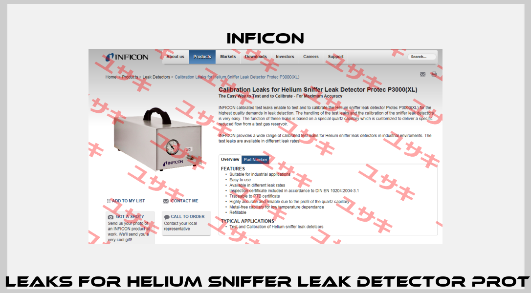 Calibration Leaks for Helium Sniffer Leak Detector Protec P3000(XL) Inficon