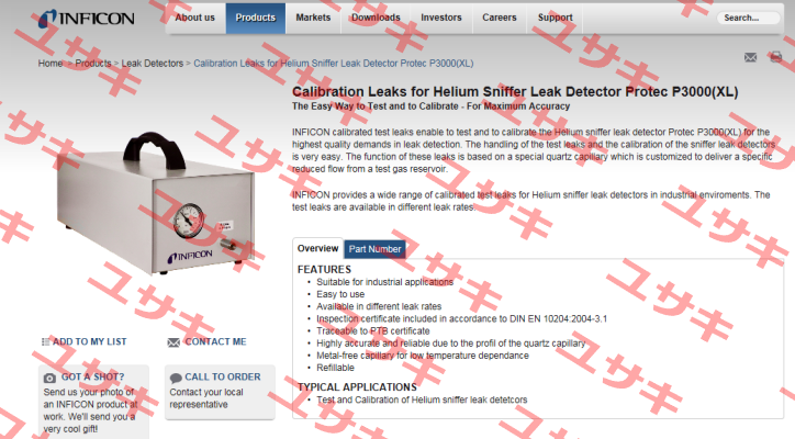 Calibration Leaks for Helium Sniffer Leak Detector Protec P3000(XL) Inficon