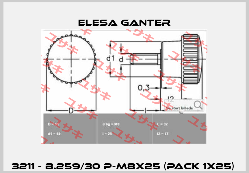3211 - B.259/30 p-M8x25 (pack 1x25)  Elesa Ganter