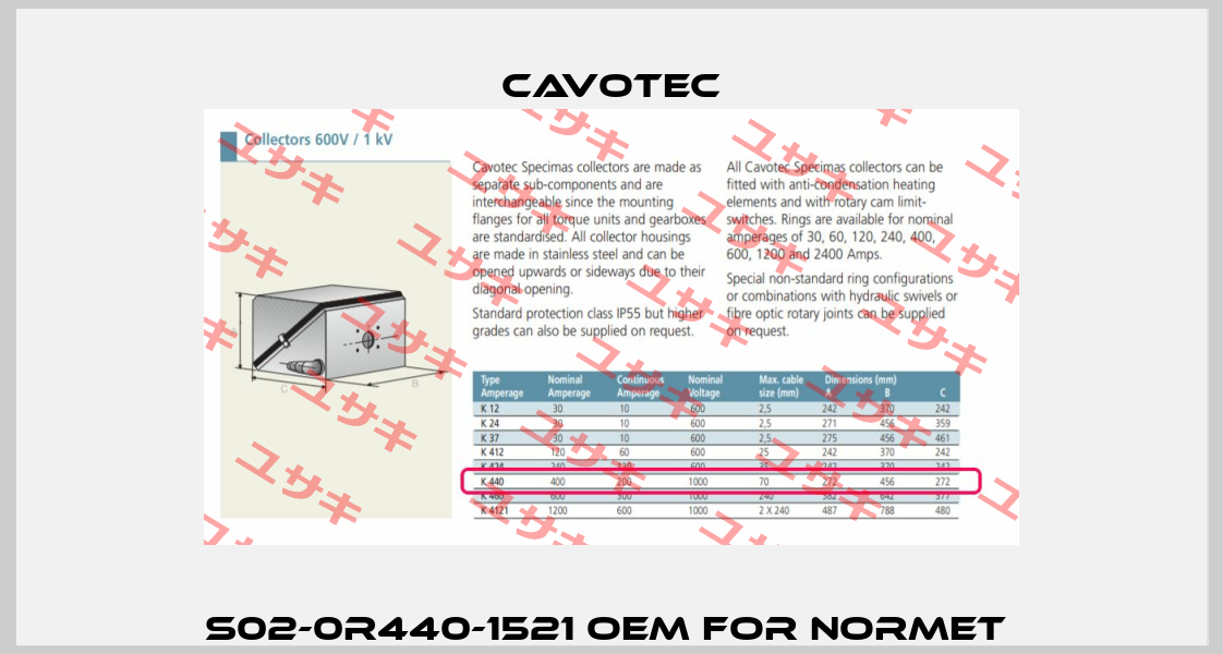 S02-0R440-1521 OEM for Normet  Cavotec