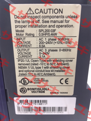 Typ SPL200 03 F Bonfiglioli