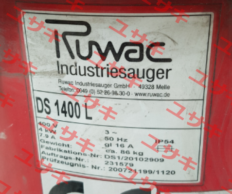 filter for DS 1400 L  Ruwac