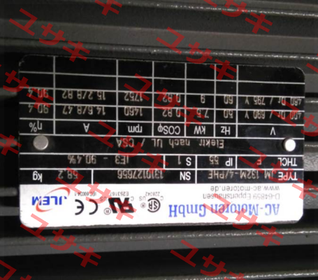 JM-132M-4/PHE / alternative FCA 132 M-4 / PHE B5 / UL AC Motoren