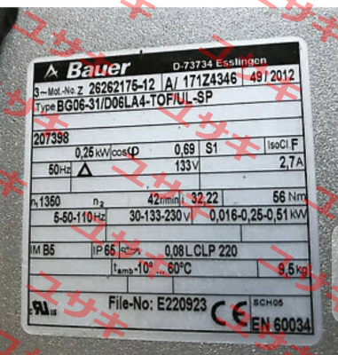 BG06-31 D06LA 4-TOF/UL-SP(P/N 171Z4346) Bauer