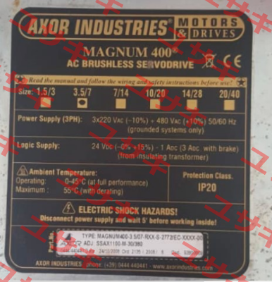 MAGNUM 400 old code / new code 93811310 Axor Industries
