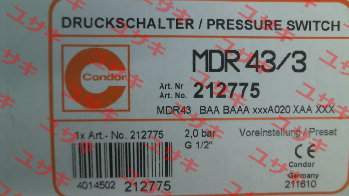 P/N: 212775, Type: MDR 43/3 Condor