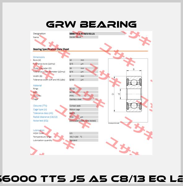 S6000 TTS Js A5 C8/13 EQ L21 GRW Bearing