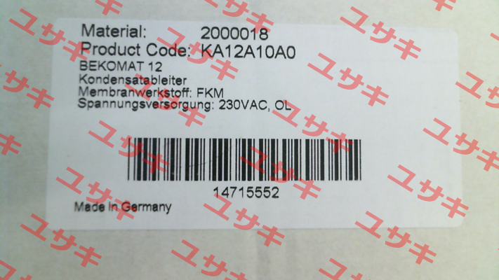 P/N: 2000018, Type: BEKOMAT 12 Beko