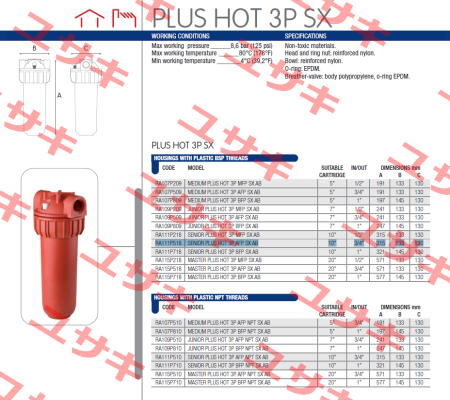 SENIOR PLUS HOT 3P AFP SX10 (RA111P518) Atlas Filtri