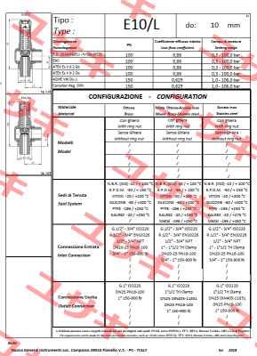 E10/LS (1/2" NPT inlet - 1" NPT outlet) Nuova General Instruments