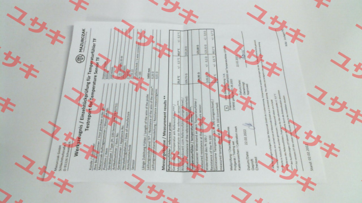 Test certificate for TF Mazurczak