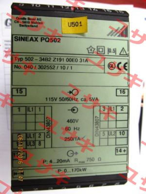 SINEAX 502-34B2Z19100E031A obsolete, replaced by Sineax P 530  Gossen Metrawatt