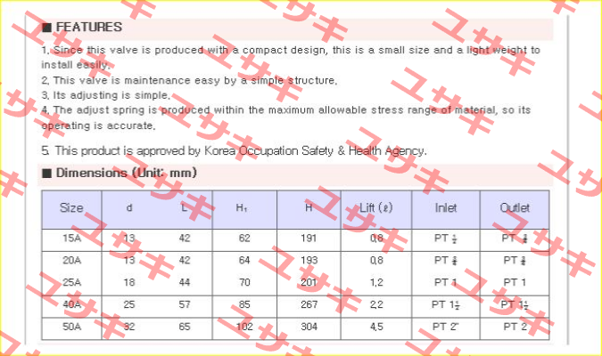 JSV-HT41 (Safety Valve)  Jokwang