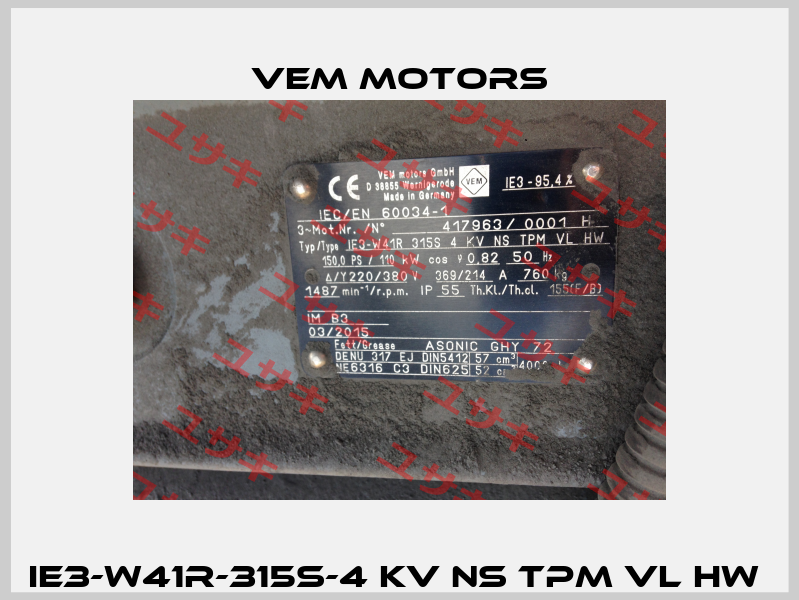 IE3-W41R-315S-4 KV NS TPM VL HW  Vem Motors