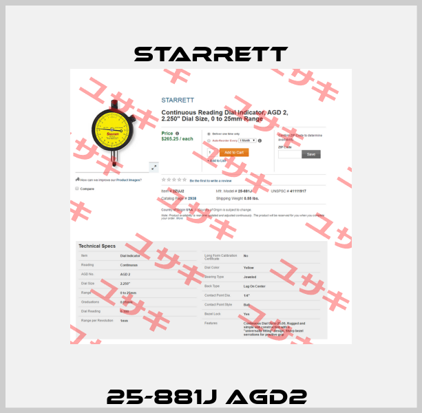 25-881J AGD2  Starrett
