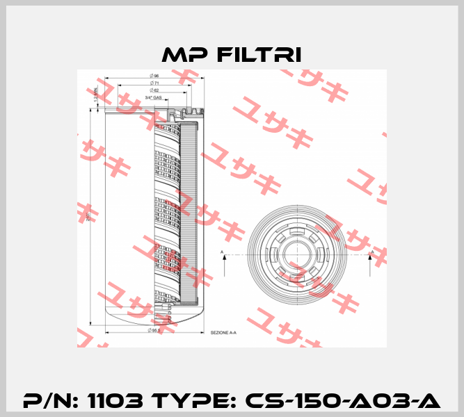 P/N: 1103 Type: CS-150-A03-A MP Filtri