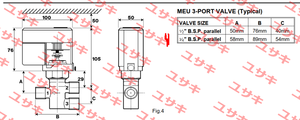 MEU 3-Port Valve ¾“ B.S.P. parallel Satchwell