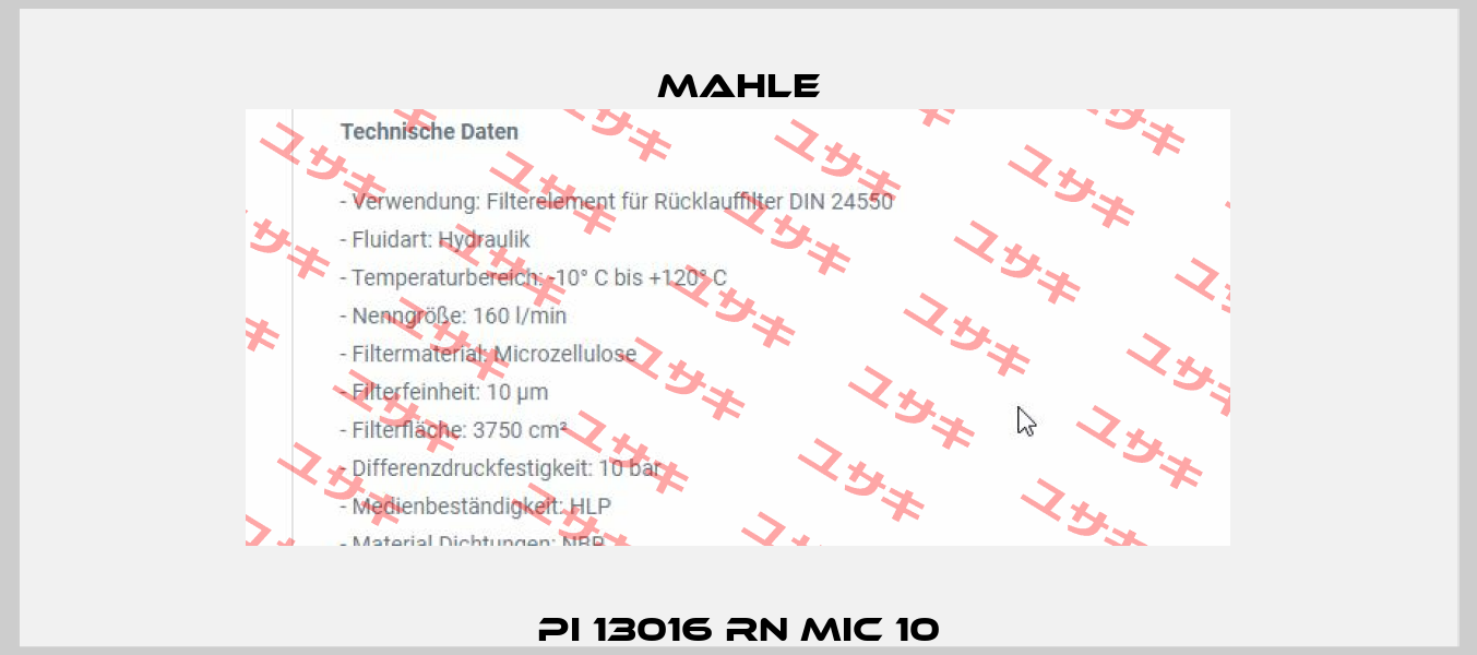 PI 13016 RN MIC 10 MAHLE