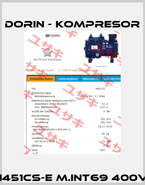 H451CS-E m.INT69 400V  Dorin - kompresor
