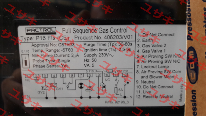 PAC40075 /  406203 V01 Pactrol