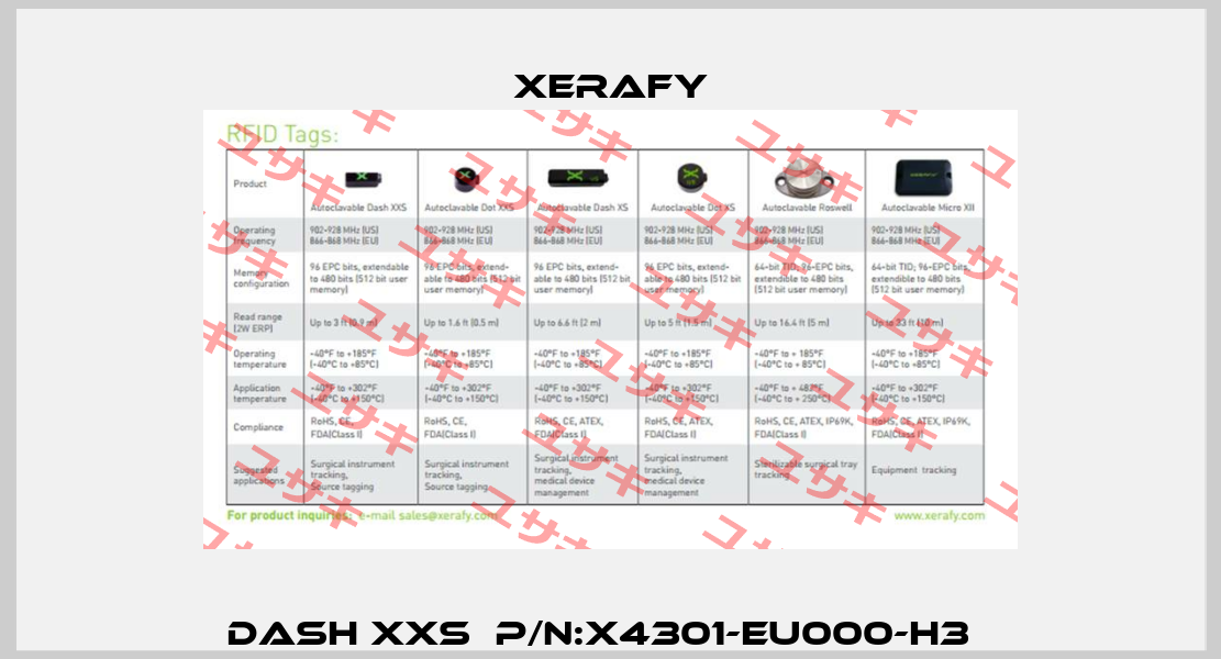 Dash XXS  P/N:X4301-EU000-H3   Xerafy