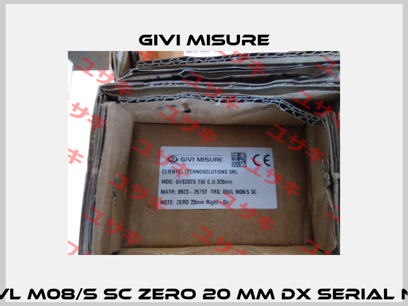 GVS202S T5E 0320 05VL M08/S SC Zero 20 mm dx Serial N. 04222247 11411 03950 Givi Misure